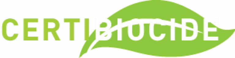 Logo officiel de la certification Certibiocide obtenue par Rinesa Services pour l'usage sécurisé des produits biocides.